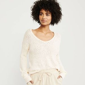 Abercrombie Slouchy Scoop Neck Sweater, White, XS